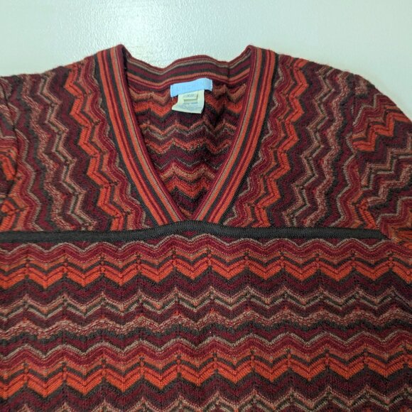 Urchin Size XS Wool Sweater V-Neck Orange/Brown/Maroon - Picture 8 of 10